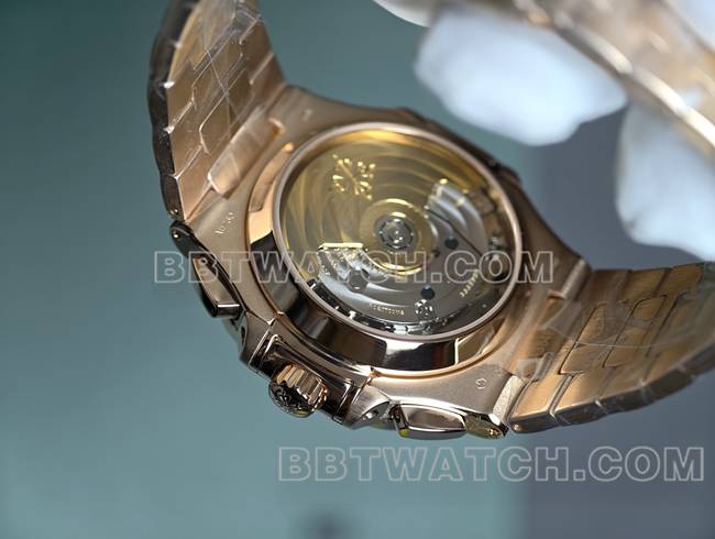 1:1复刻手表鹦鹉螺百达翡丽真金真钻定制机械黑盘玫瑰金背面实拍图