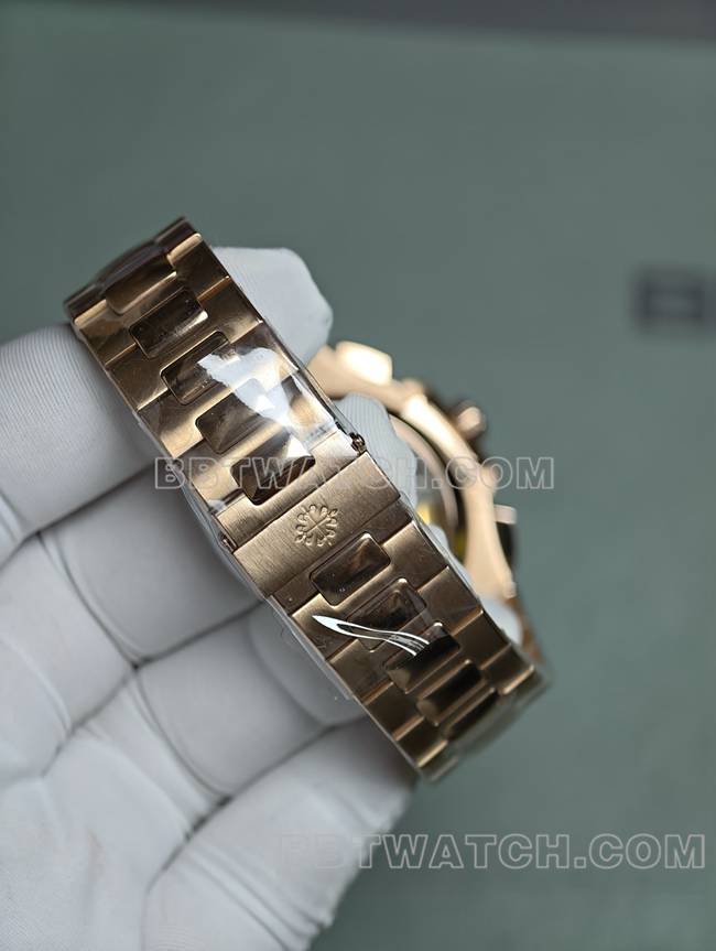 1:1复刻手表鹦鹉螺百达翡丽真金真钻定制机械黑盘玫瑰金表带实拍图