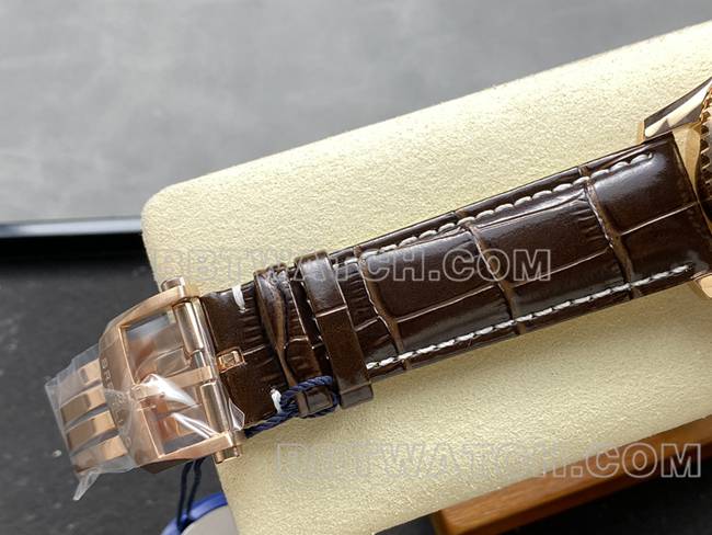 最佳复刻手表BLS厂银白盘百年灵航空计时玫瑰金皮带款表扣实拍图