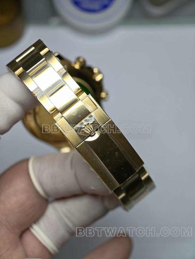 迪通拿真金真钻定制劳力士最优复刻手表黄金绿盘表带实拍图