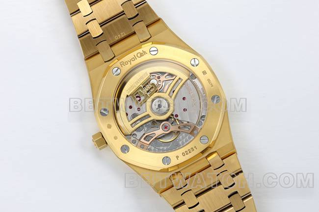 顶级复刻手表ZF厂爱彼皇家橡树烟熏黄金盘16202背面实拍图