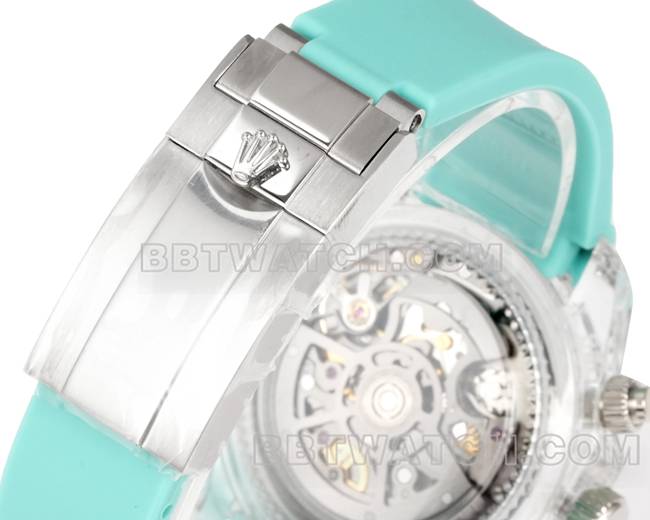 最佳复刻手表TW厂迪通拿劳力士透明壳绿色橡胶表带表带实拍图