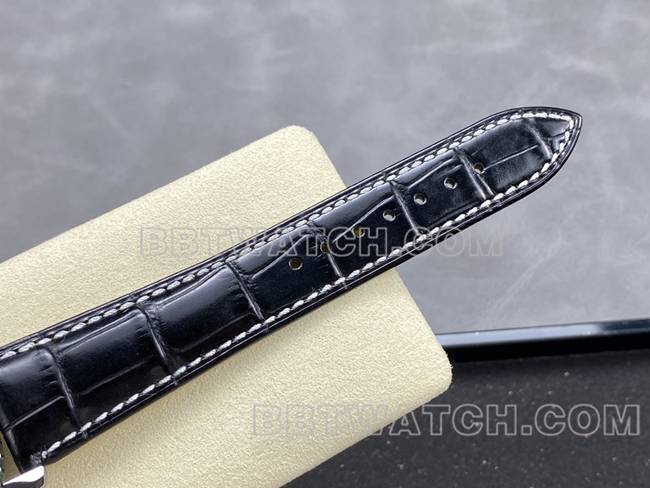 超级克隆手表BLS厂航空计时百年灵银灰盘棕色皮带款表带实拍图