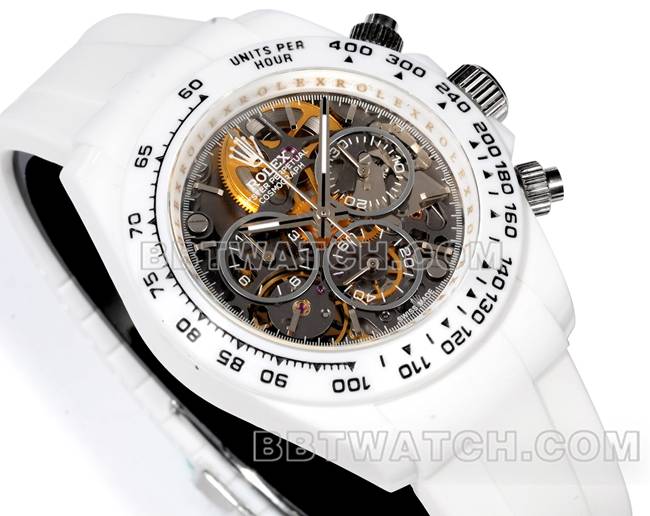 1:1复刻手表TW厂迪通拿劳力士白壳白色橡胶表带正面实拍图