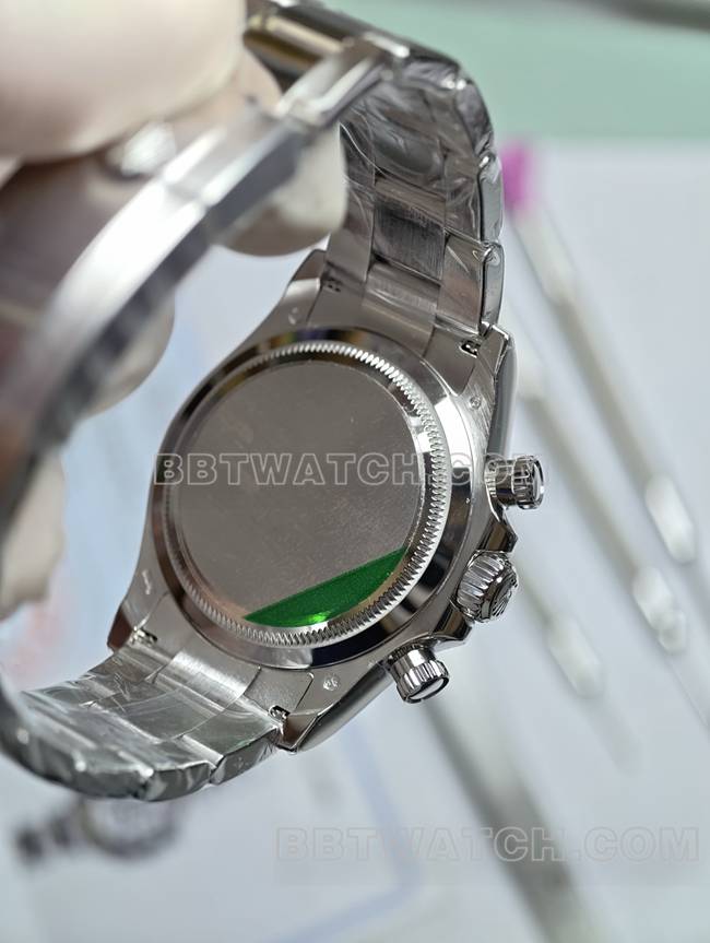 最佳复刻手表劳力士钻盘迪通拿真金真钻定制白金背面实拍图