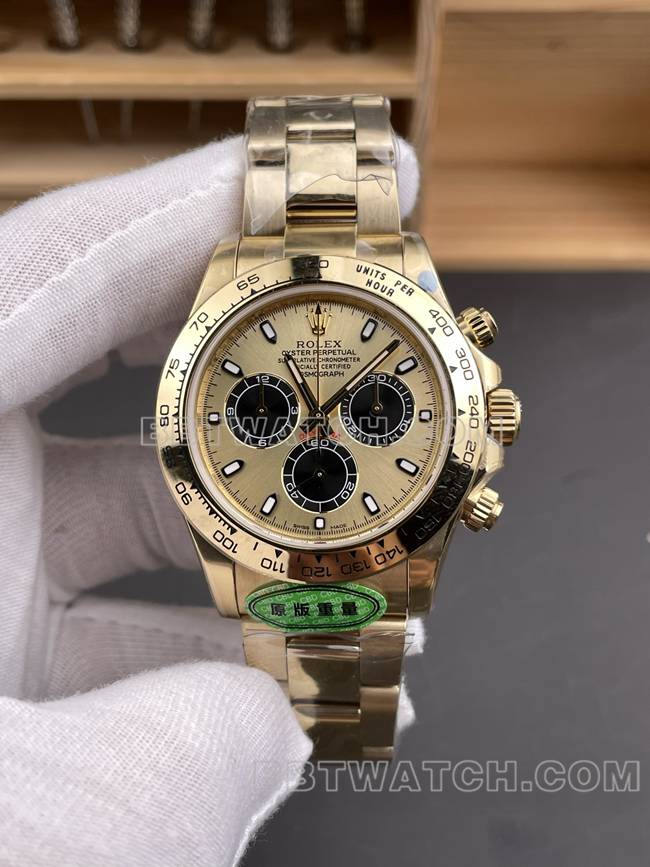 1:1复刻手表CBD厂劳力士迪通拿4130机械金盘40mm正面实拍图