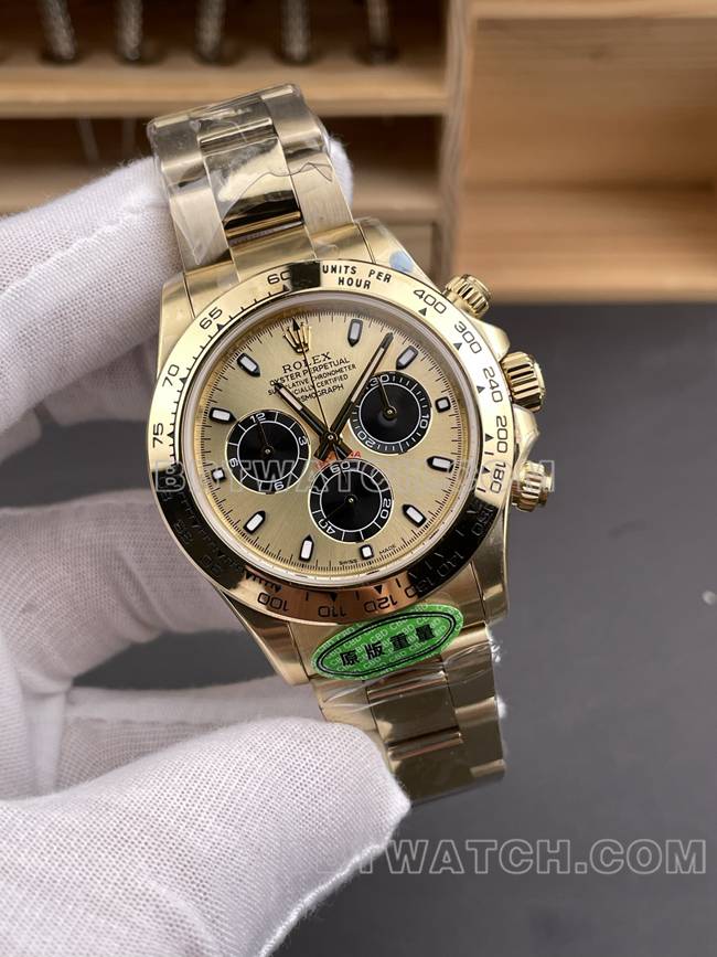 1:1复刻手表CBD厂劳力士迪通拿4130机械金盘40mm正面实拍图