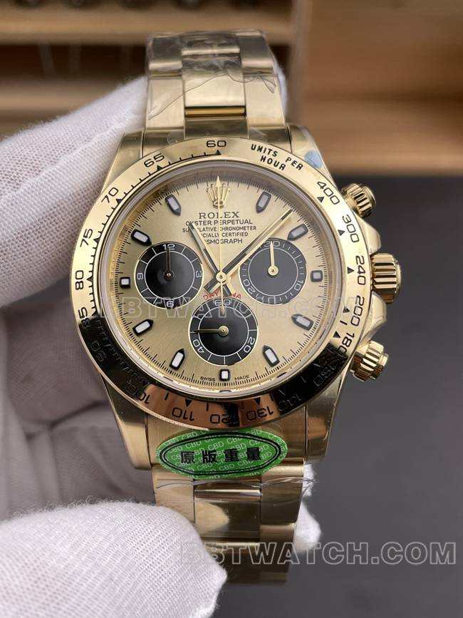 1:1复刻手表CBD厂劳力士迪通拿4130机械金盘40mm正面实拍图