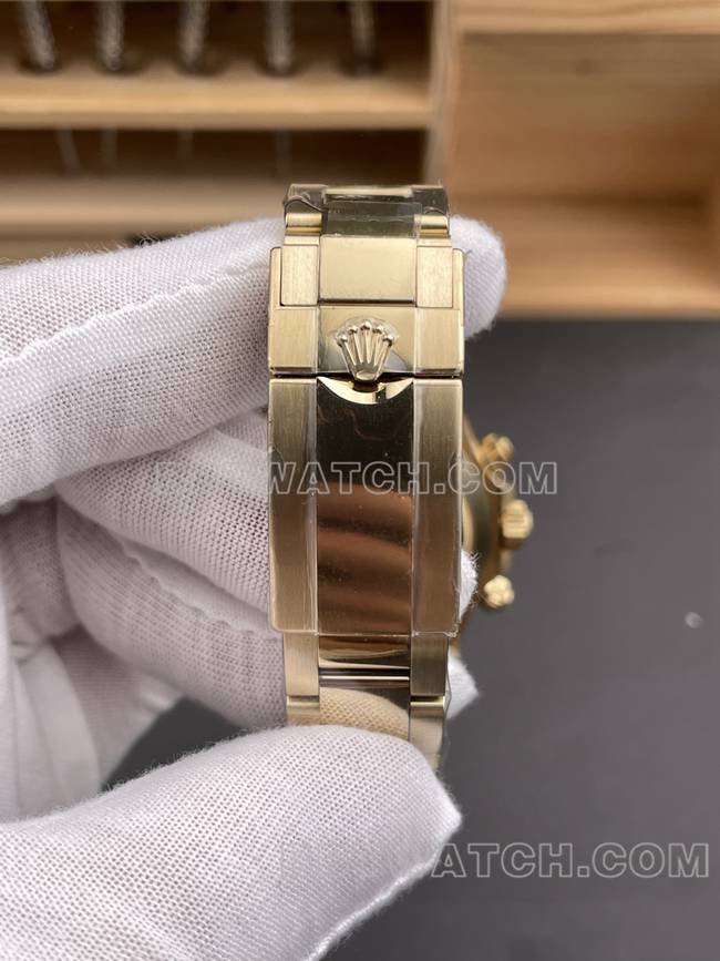 1:1复刻手表CBD厂劳力士迪通拿4130机械金盘40mm表带实拍图