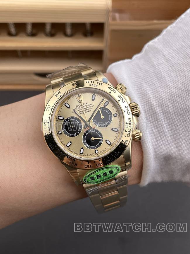1:1复刻手表CBD厂劳力士迪通拿4130机械金盘40mm正面实拍图