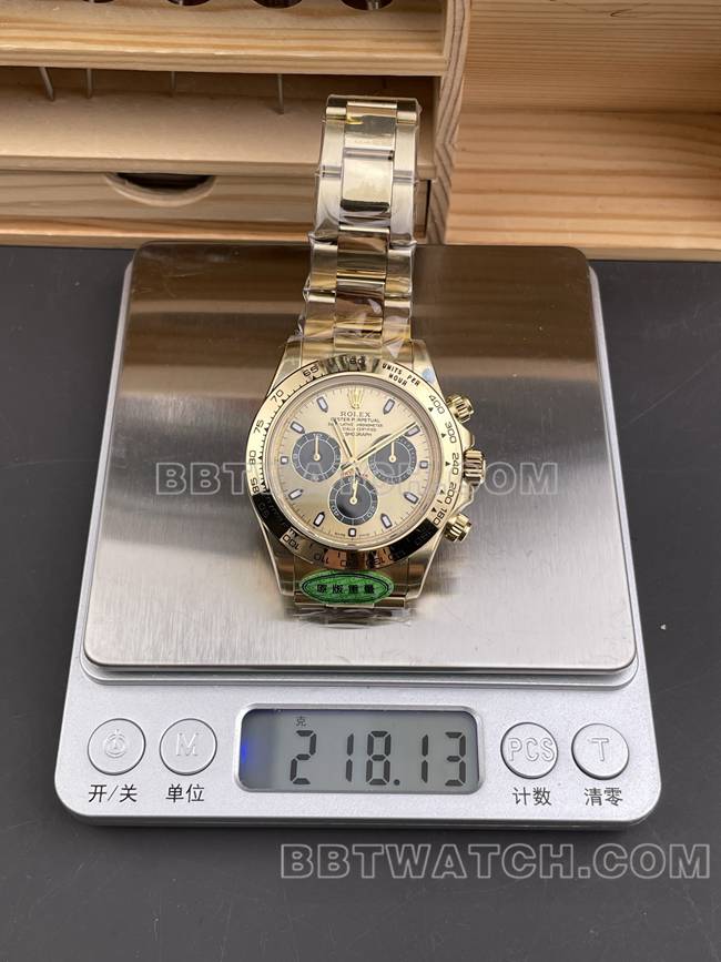 1:1复刻手表CBD厂劳力士迪通拿4130机械金盘40mm重量实拍图