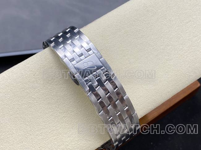 顶级复刻手表百年灵BLS厂航空计时黑盘钢带款表带实拍图