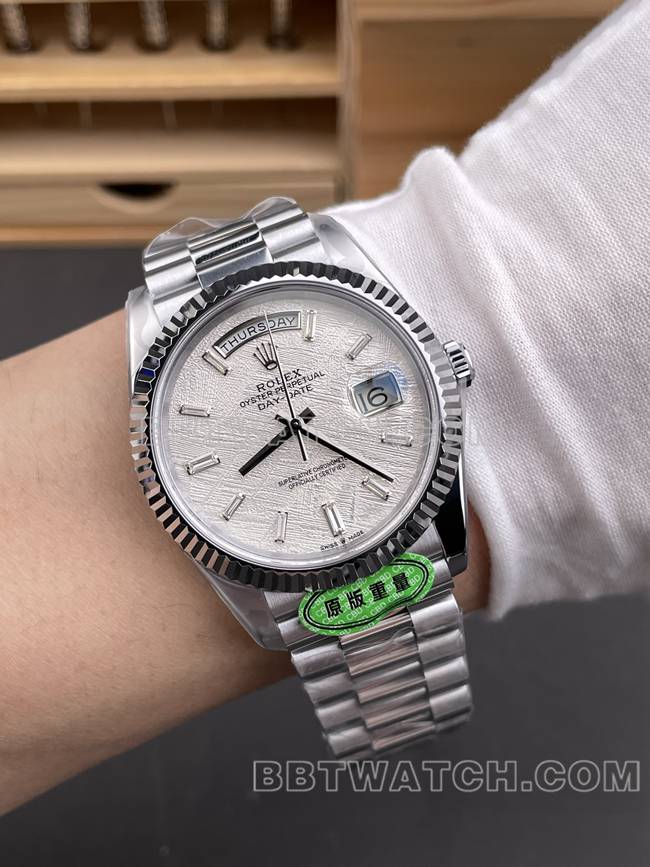 超级克隆手表CBD厂劳力士星期日历3255机械陨石盘40mm正面实拍图