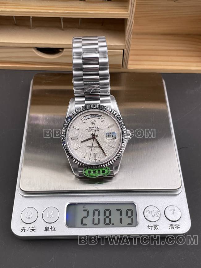 超级克隆手表CBD厂劳力士星期日历3255机械陨石盘40mm重量实拍图