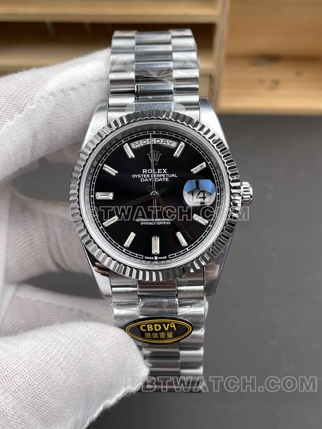 顶级复刻手表CBD厂星期日历劳力士3255机械黑盘40mm正面实拍图