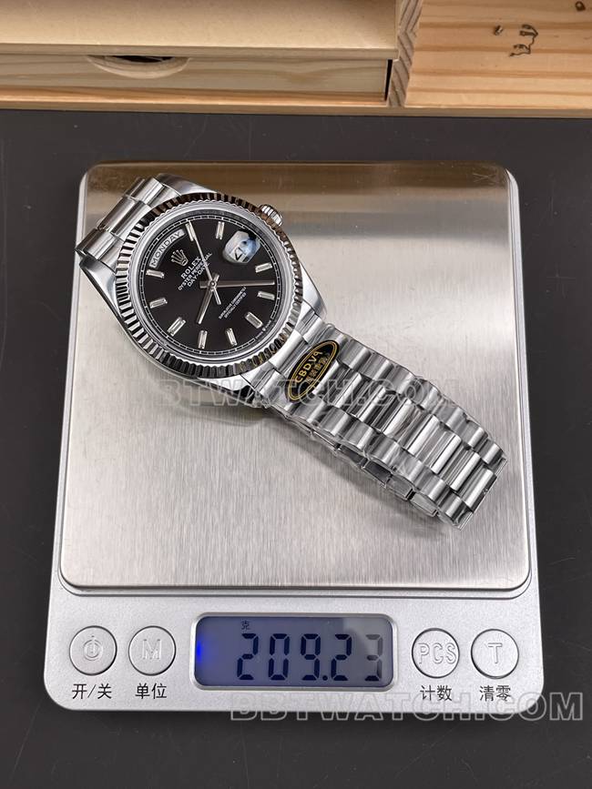 顶级复刻手表CBD厂星期日历劳力士3255机械黑盘40mm重量实拍图