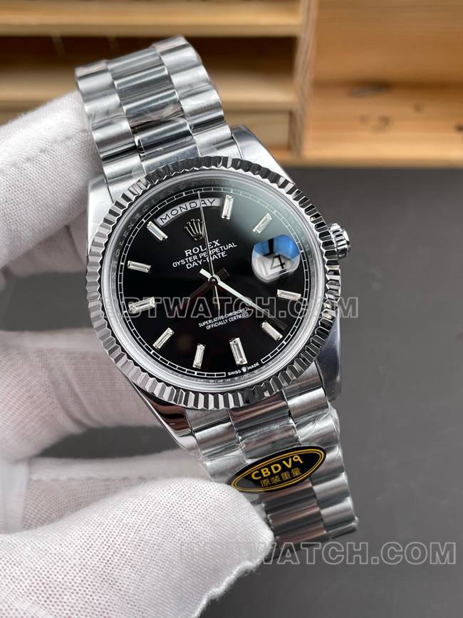 顶级复刻手表CBD厂星期日历劳力士3255机械黑盘40mm正面实拍图