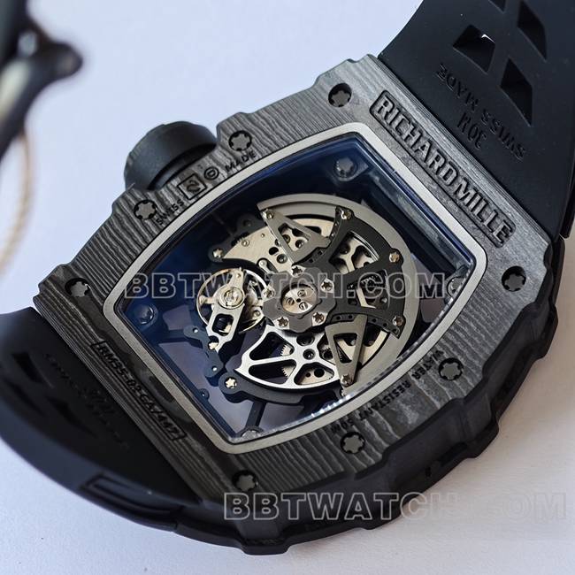 最佳复刻手表RM35-02 UMI厂理查德米勒黑壳黑带背面实拍图