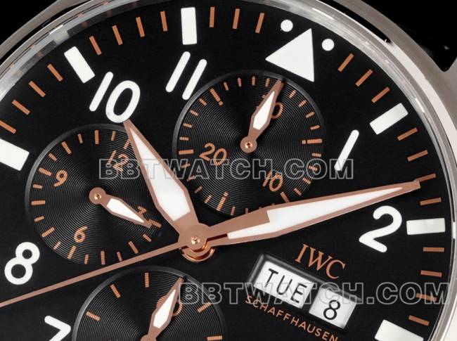 顶级复刻手表飞行员TWS厂万国黑盘橡胶款正面实拍图