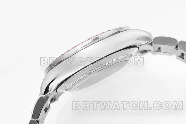 最优复刻手表迪通拿RX厂劳力士黑盘粉钻圈机械侧面实拍图