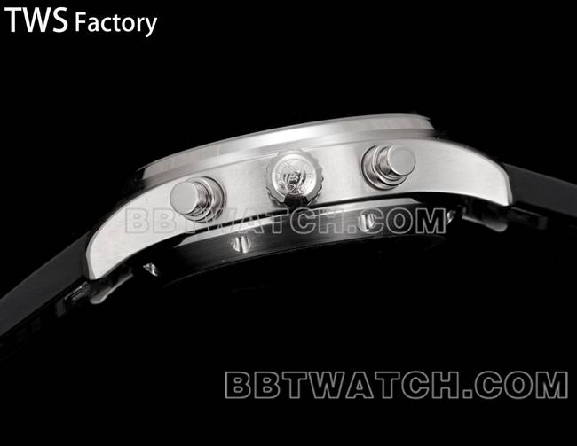 顶级复刻手表飞行员TWS厂万国黑盘橡胶款侧面实拍图