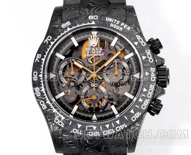 1:1复刻手表TWF厂劳力士迪通拿碳纤维改装定制黄色正面实拍图