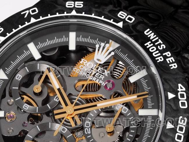 1:1复刻手表TWF厂劳力士迪通拿碳纤维改装定制黄色正面实拍图