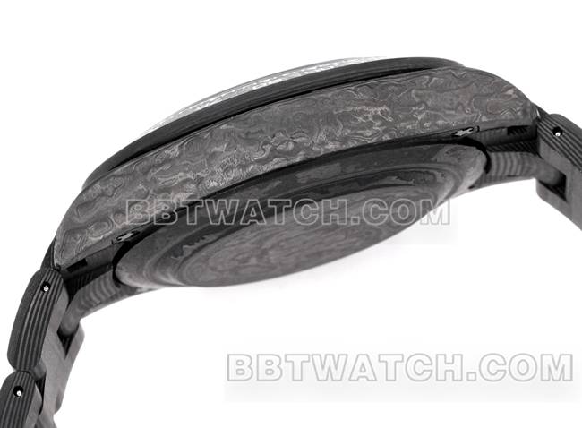 1:1复刻手表TWF厂劳力士迪通拿碳纤维改装定制黄色侧面实拍图