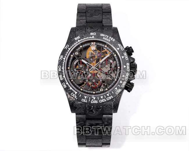 超级克隆手表TWF厂劳力士迪通拿碳纤维改装定制红色正面实拍图