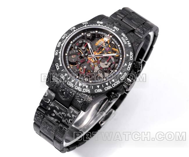 超级克隆手表TWF厂劳力士迪通拿碳纤维改装定制红色正面实拍图