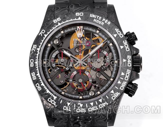 超级克隆手表TWF厂劳力士迪通拿碳纤维改装定制红色正面实拍图