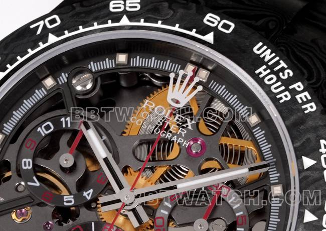 超级克隆手表TWF厂劳力士迪通拿碳纤维改装定制红色正面实拍图