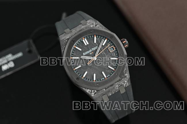 最佳复刻手表皇家橡树DiW厂爱彼碳纤维橙针15500正面实拍图