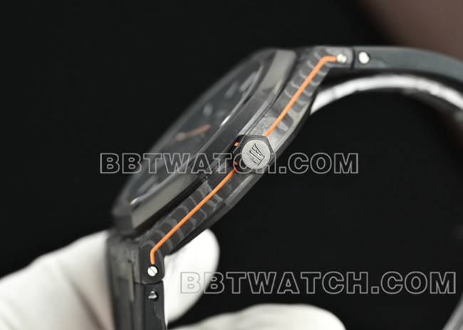 最佳复刻手表皇家橡树DiW厂爱彼碳纤维橙针15500侧面实拍图