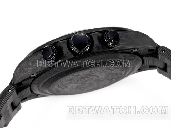 最优复刻手表TWF厂劳力士迪通拿碳纤维改装定制彩虹钻圈侧面实拍图