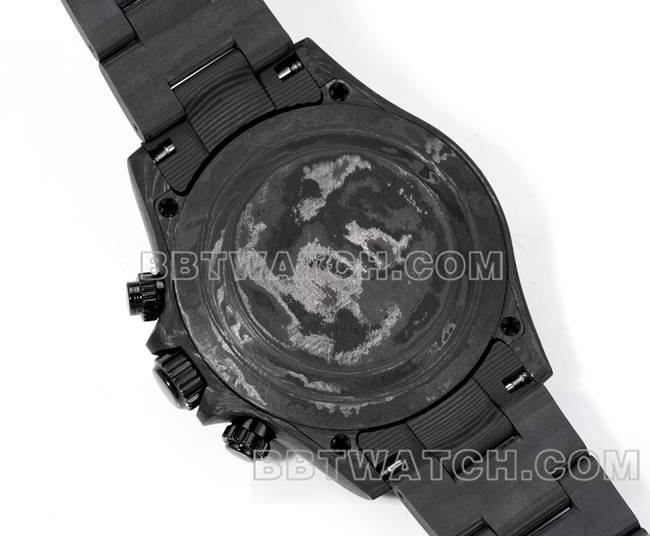 最优复刻手表TWF厂劳力士迪通拿碳纤维改装定制彩虹钻圈背面实拍图