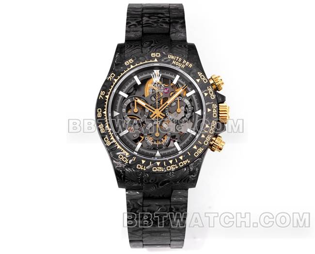 1:1复刻手表迪通拿TWF厂劳力士碳纤维金色4802机芯正面实拍图