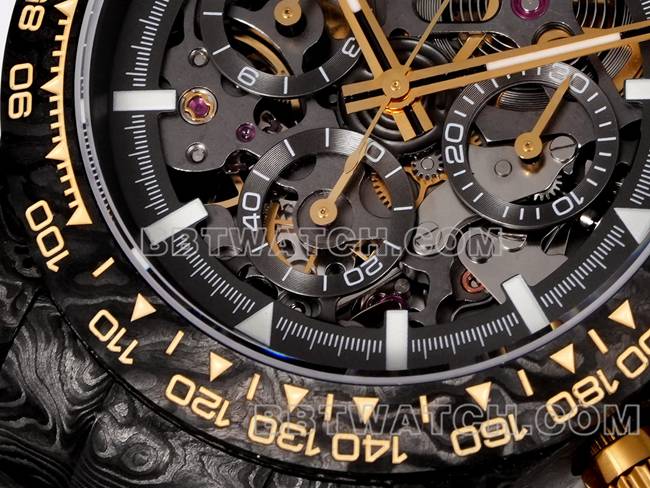 1:1复刻手表迪通拿TWF厂劳力士碳纤维金色4802机芯正面实拍图