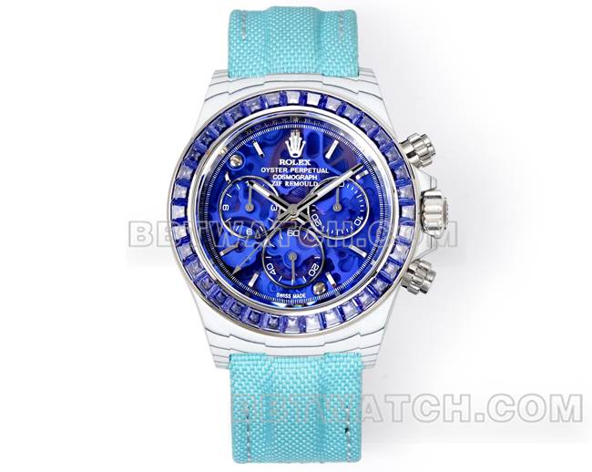 超级克隆手表迪通拿TW厂劳力士深蓝盘钻圈碳纤维壳正面实拍图