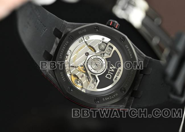 顶级复刻手表皇家橡树DiW厂爱彼碳纤维红针15500背面实拍图