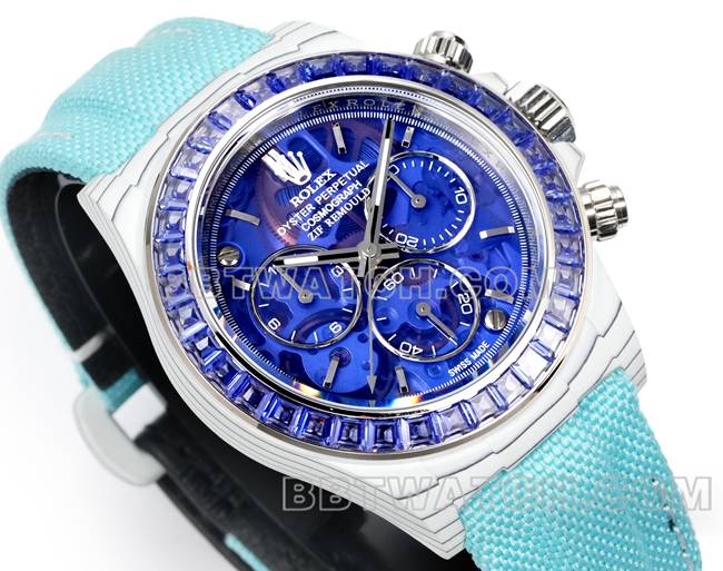 超级克隆手表迪通拿TW厂劳力士深蓝盘钻圈碳纤维壳正面实拍图