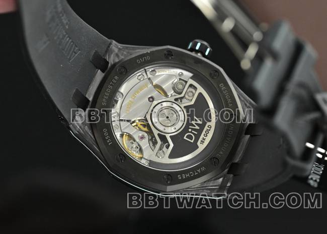 最优复刻手表皇家橡树DiW厂爱彼碳纤维蓝针15500背面实拍图