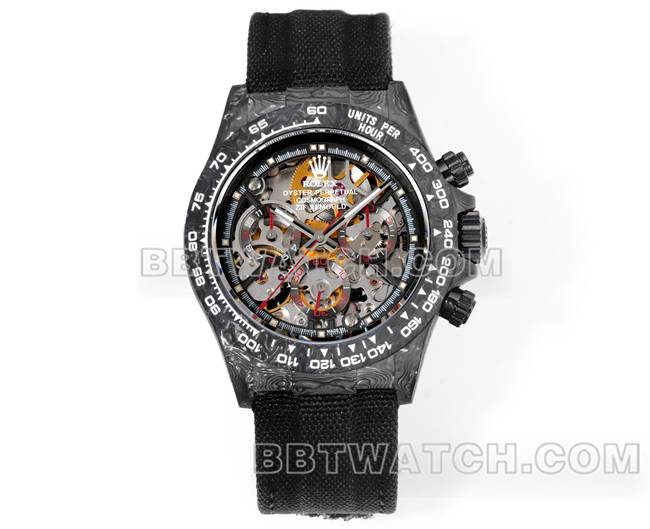 最佳复刻手表迪通拿TW厂劳力士黑盘黑色尼龙表带正面实拍图