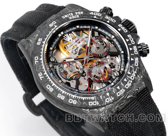 最佳复刻手表迪通拿TW厂劳力士黑盘黑色尼龙表带正面实拍图