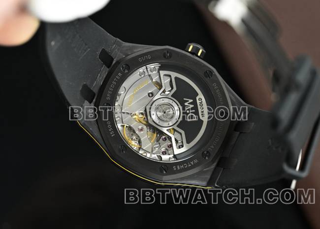 1:1复刻手表皇家橡树DiW厂爱彼碳纤维黄针15500背面实拍图