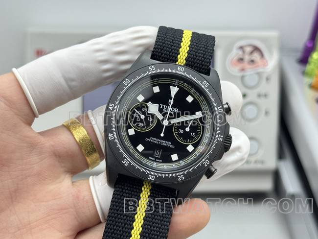 超级克隆手表领潜型V+厂帝舵黄色7750机械正面实拍图