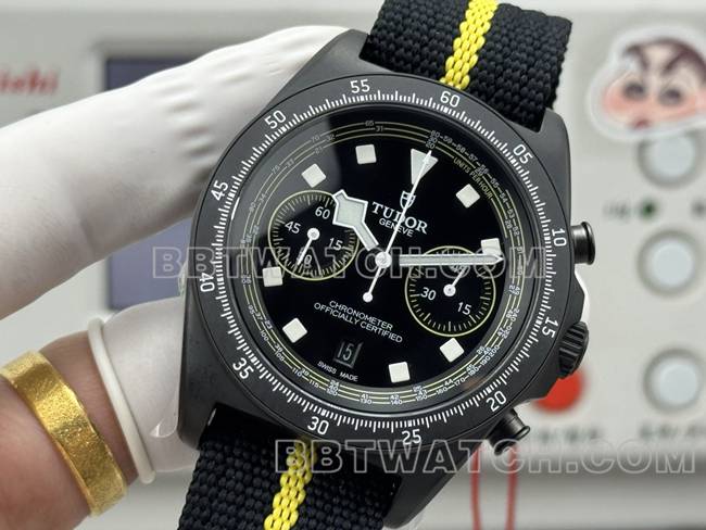 超级克隆手表领潜型V+厂帝舵黄色7750机械正面实拍图