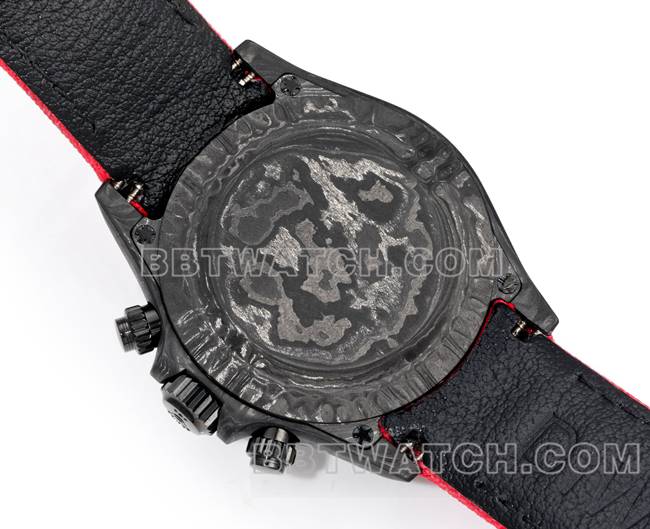 顶级复刻手表迪通拿TW厂劳力士黑盘红色尼龙表带背面实拍图