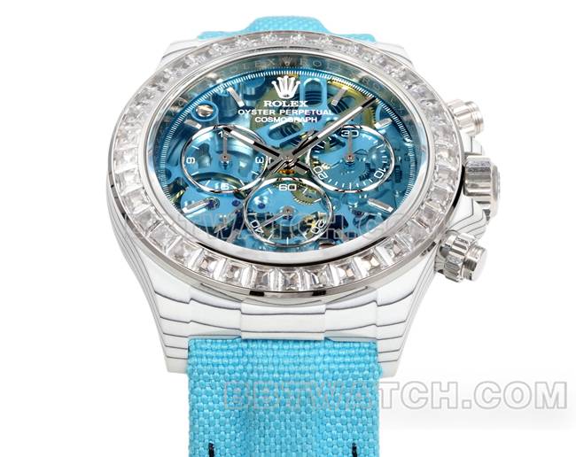 Beste Replik Uhren Ditonner TW Fabrik Rolex Light Blue Plate Drill Ring Blue Nylon Strap Front Actual Picture