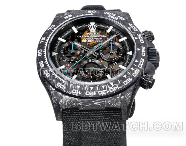 1:1复刻手表迪通拿TW厂劳力士黑盘黑壳黑色尼龙表带正面实拍图